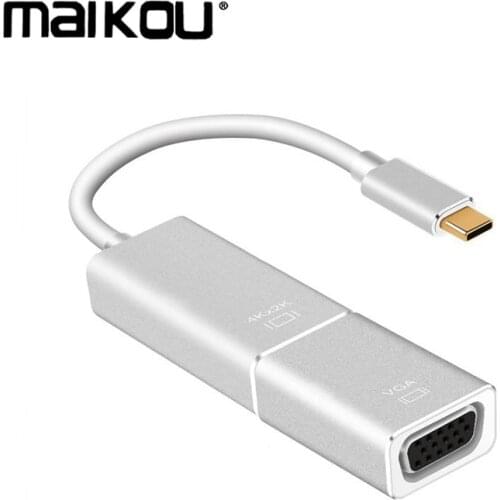 Maikou 3 in 1 Usb C 3.1 Type C To VGA/F Cable Support 4K*2K Male To Female HDMI Converter To VGA Adapter For Macbook Pro New