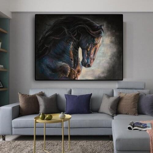 Canvas Painting Animal Posters and Prints Abstract Horse Black and White Art Wall Pictures for Living Room Cuadros Home Decor
