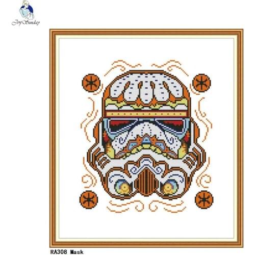 Joy Sunday Mask Paintings Print Fabric 14CT 11CT Cross Stitch Kits DIY Handwork For Embroidery Needlework Set Home Decor