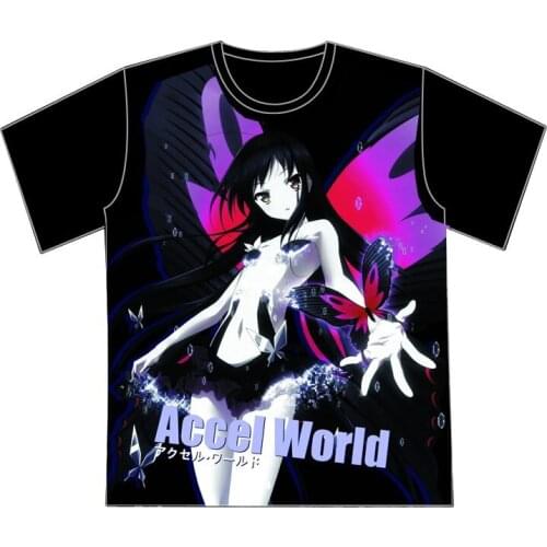 Japanese Anime T shirt Tops Accel World Kuroyuki hime Kawaii Summer Women T-Shirt Men Fashion style Casual Short Sleeve T shirt
