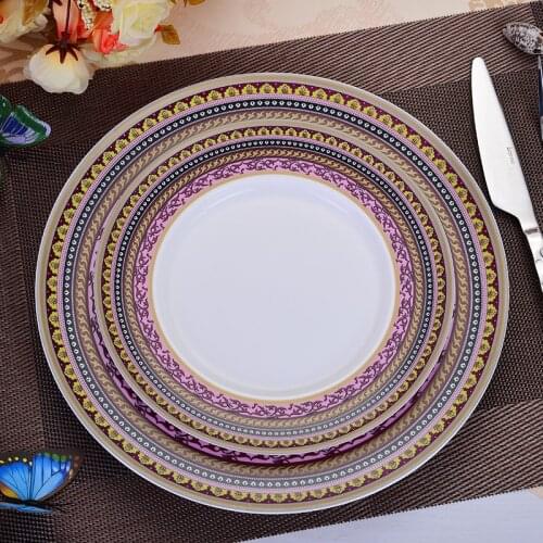 Round dinner plate ceramic dishes western steak plates desserts wall cladding decor bone china gift boxed