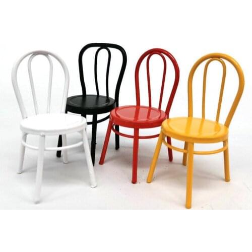 Dollhouse Miniature 1/12 Iron Chair Model Mini Coffee Chair Toys For 6 inch Action Figure Dolls House Furniture