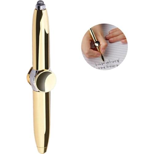 Multi Function Rotating Luminous Metal Pen Fingertip Ballpoint Pen Creative LED Decompression Toy Fidget Toy Golden Spinner