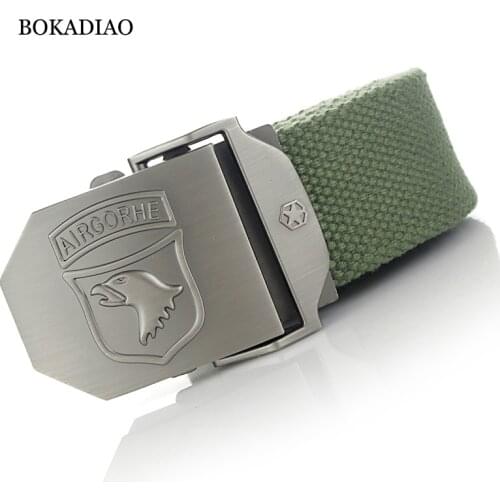 BOKADIAO Men&Women Military Canvas belt luxury Bird Metal buckle jeans belt red Army tactical belts for Men waistband strap male