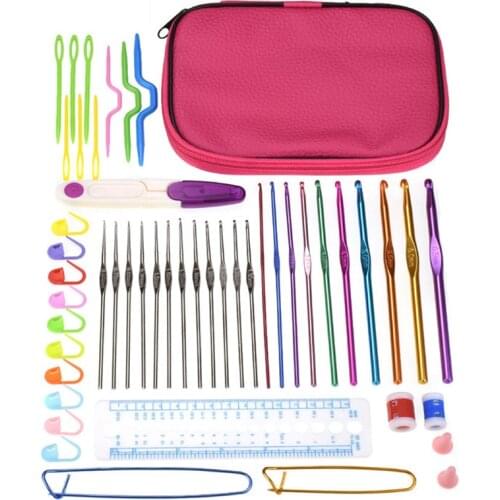 KOKNIT Multi Coloured Aluminium Crochet Hook Set 22pcs Home Use Sewing Tool Set Crochet Hooks Needles Stitches Knitting Craft