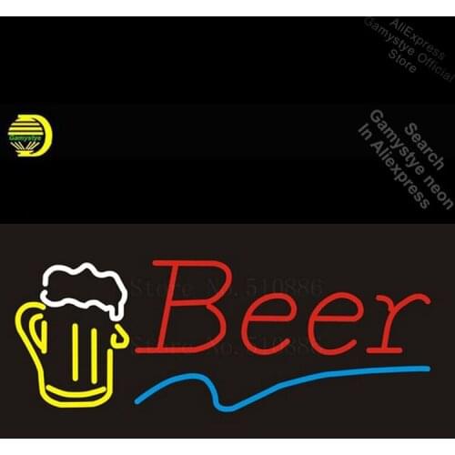 NEON SIGN For Beer Disco Real GLASS Tube BEER BAR PUB Restaurant Signboard store display Polis Signage Shop Outdoor Wall Light