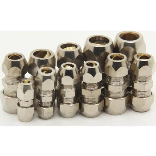 Nickel plating on copperCompression Ferrule Tube Fitting 4-16mm Brass Pipe Double Card Set Copper Joints Tubing Nut Lock Double
