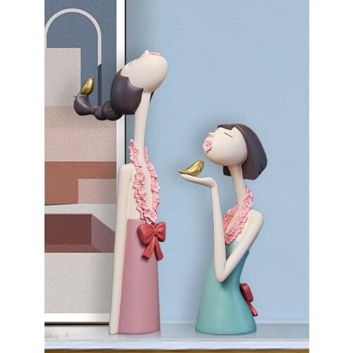 Nordic Style Girls Model Statue Figurine Crafts Figure Ornament Miniatures Fairy Garden Decoration Home Decoration Accessories