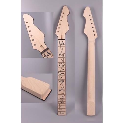 New Electric Guitar Neck Maple fingerboard flower Inlaid 24 fret 25.5 inch Left #753