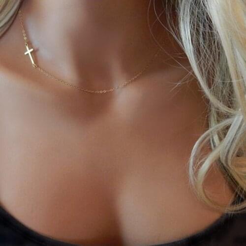 New Fashion Cross Pendant Necklace for Women Men Stainless Steel Religious Jewelry Gold Silver Plated Choker Gift Faith Necklace