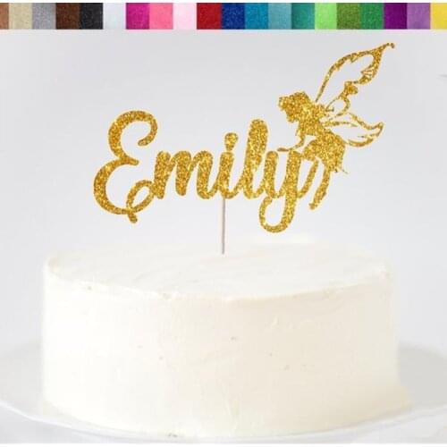 Custom Fairy Cake Topper,Fairy glitter Cake Topper,Personalised Name Fairy Cake Topper,Fairy Party Decor Glitter Fairy Decor
