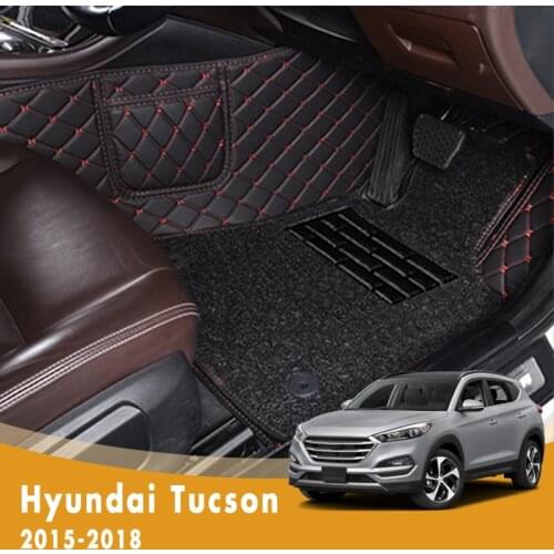 RHD Luxury Double Layer Wire Loop Car Floor Mats For Hyundai Tucson 2015 2016 2017 2018 2019 Auto Foot Carpets