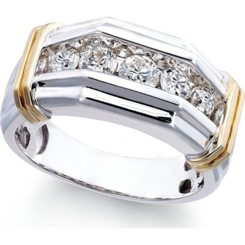 Luxury Fashion Men And Women Silver Color Punk Zircon Ring Minimalism Wedding Couple Rhinestone Jewelry V4P666