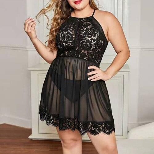 Sexy Lingerie Set Plus Size Perspective Lace Nightdress Porno Women Underwear Sexy Costumes Erotic Lingerie Female Fashion Dress