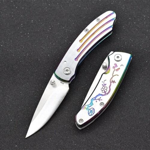 Folding Blade Knife 440 steel blade Outdoor self-defense knife high hardness sharp creative pocket fruit knife