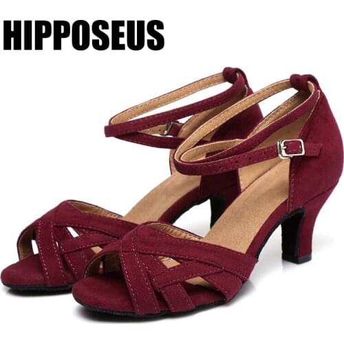 Hipposeus Girls Latin Dance Shoes for Women Ladies Ballroom Modern Tango Jazz Dancing Shoes Practise Salsa Sandrals High Heeled