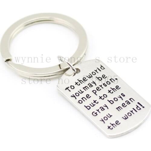 2016 new arrive Hand stamped Jewelry"To the world you may be one person but to the gray boys you mean the world "His &her Gift