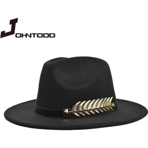 Vintage classic felt jazz fedora hat big brimmed hat cloche cowboy panama for women men men black red bowler hat and bowler hat