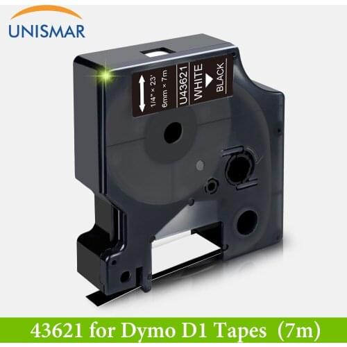 Unismar for Dymo Tape 43621 White on Black 6mm Label Tape High Adhesive Sticker Ribbon Compatible Dymo Label Maker LabelWriter