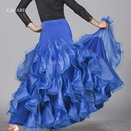 Ballroom Dance Skirts Flamenco Waltz Costumes Elegant 8 Colors D0983 Big Ruffled Hem with Fishbone Edge