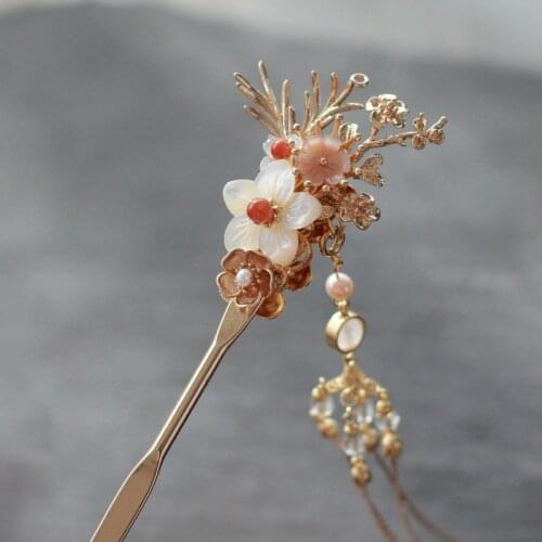 Vintage Style Women Hairpins Lotus Flower Hair Sticks Wedding Hair Accessories Elegant Pin Colorful Hairpin Crystal Hair Stick