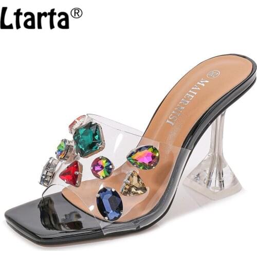 LTARTA Fish Toe Low Open Toe Slippers Transparent Refreshing Comfortable Large Size High-Heeled Sandals For Women WZ-9720-5