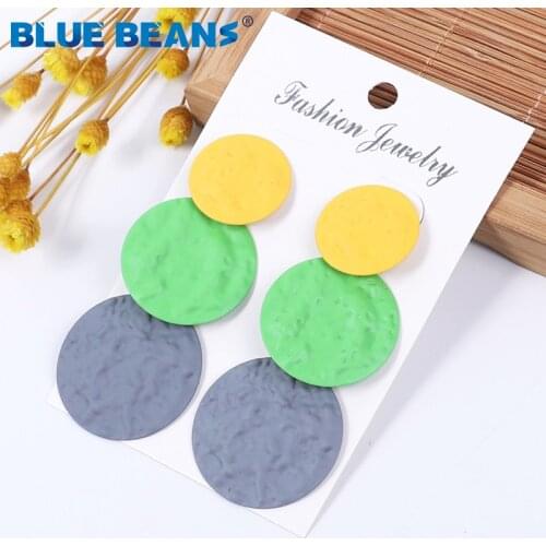 BLUE BEANS 2020 Round Earrings Fashion Jewelry Drop Earrings Women Long Earrings Bohemia Girls Dangle Earring Minimalist Cute CC