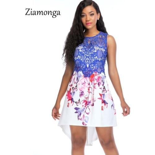 Women Summer Dress New Floral Print Casual Crochet Lace Pleated Dress Vestido De Festa Women Mini Dress Sexy Black Party Dresses