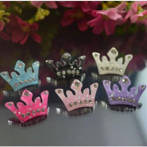 10pcs/lot Kawaii Resin Crown Shiny Crystal Rhinestone Flatback Cabochon Charm DIY Hair Bow Center Decoration