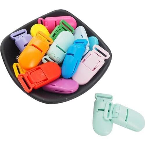 Chenkai 10PCS 15mm Plastic Baby Pacifier Clips Transparent Pacifier Clips Soother Nipple Clip For DIY Infant Teething Clip Chain