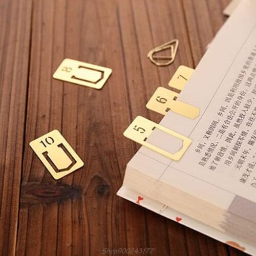 12Pcs Brass Bookmarks Number Metal Index Clamp Line Book Marker Stationery School Supplies Gift Au26 20 Dropship