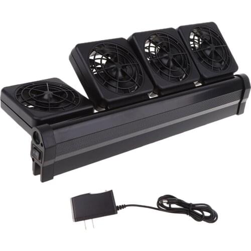 4 fans Aquarium Cooling Fan Fish Tank+Power adapter 12V US Plug