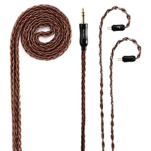 RevoNext 8 Core OCC Detachable Cable, HiFi Braided Cable3.5mm Plug & 2Pins 0.78mm Dedicated Braided Cable for RevoNext QT2/QT2S