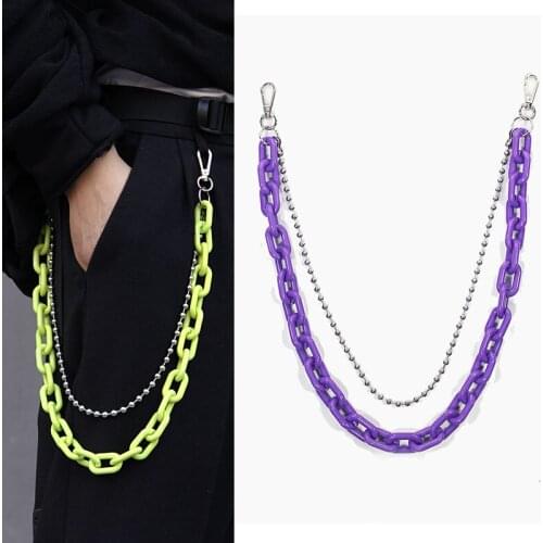 Street Resin Hiphop Punk Big Ring Key Chain Rock Punk Trousers Hipster Key Chains Pants Jeans Keychain Kpop Accessories CL153