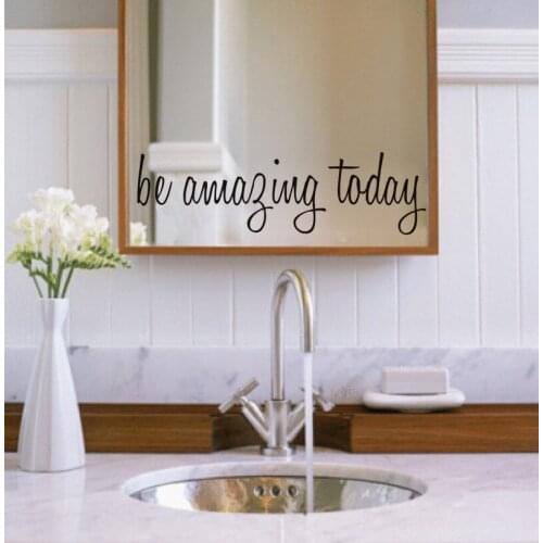 Be amazing today vinyl quote wall decal mirror bathroom decoration diy art mural removable wall stickers