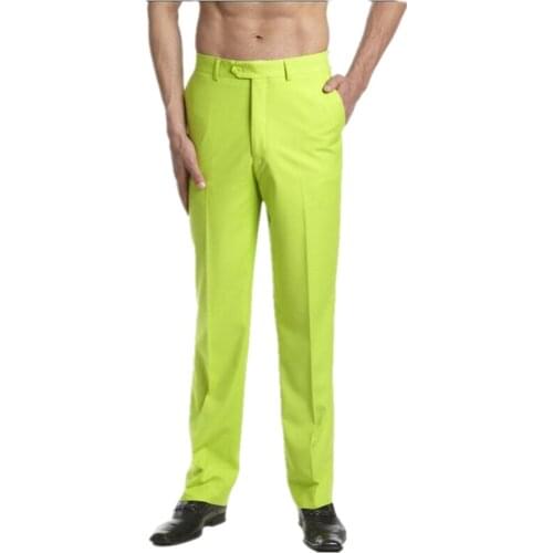 Fluorescent Green Straight Men Pants trousers Male Slim Fit Business Suit Pants/Male High-end Leisure Thin Leg pants Fashionable