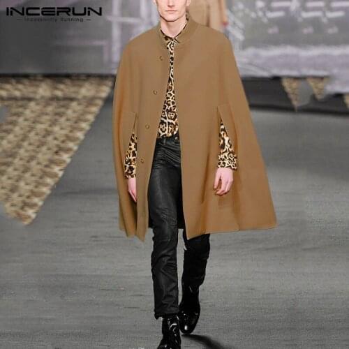 INCERUN Autumn Winter Men Solid Sleeveless Cloak Jackets Loose Fluffy Fashion Handsome Casual Mens Cardigan Windbreaker Coats 7