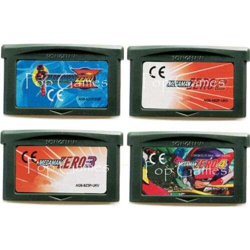 Megaman Mega Man Zero 1 2 3 4 English or Spanish language for 32 Bit Video Game Cartridge Console Card Handheld Player