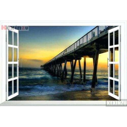 Kexinzu Full Square/Round 5D Diy Diamond Painting Cross Stitch "Window Scenery " Diamond 3D Embroidery Mosaic Home Decor 038