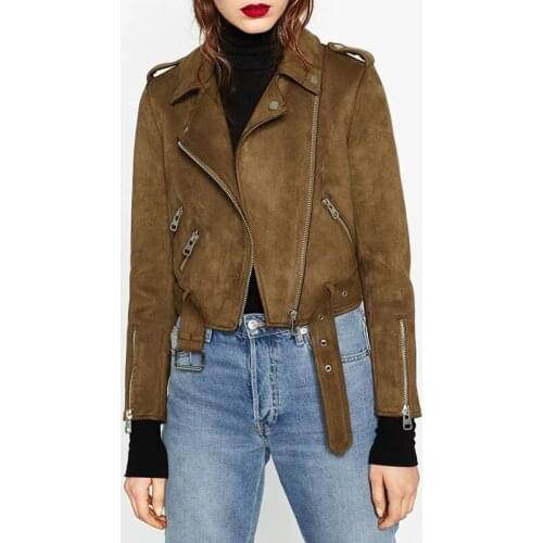 Spring Jacket Women Long Sleeve Zipper Faxu Leather Short Motorcycle Jacket Red Grey Black Pink Chic Turn Down Collar Jackets