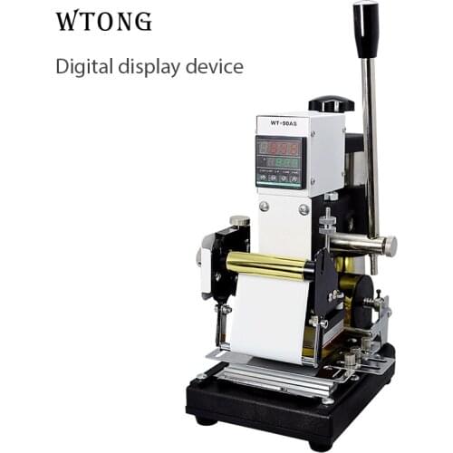 WTONG emboss number hot stamp foil machine standard CR80 pvc card emboss number gold foil silver foil stamping manual hot stamp