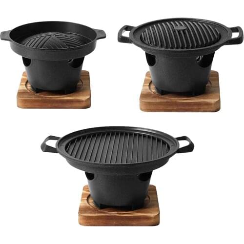 Mini BBQ Grill Burner Alcohol Stove Smokeless Outdoor Plate Roasting Meat Tools Charcoal Grill