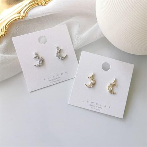 Trendy Fashion Imitation Pearl Moon Star Earrings Female Needle Elegant Earrings Girlfriend Best Gift Wholesale