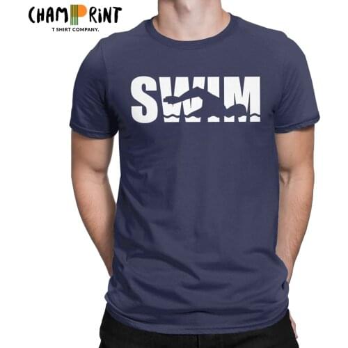 Swim Swimming Water Sports T-Shirt Men Novelty Cotton Tees Round Neck Short Sleeve T Shirt Original Clothing