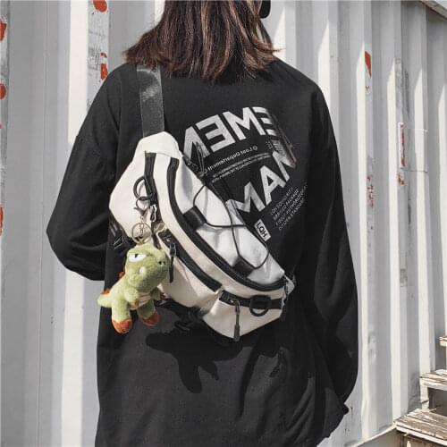 Men 's and Women 's Chest Bags Casual Messenger Bag Students ' Work Clothes Simple Ins Running Bag Japanese Shoulder Bag