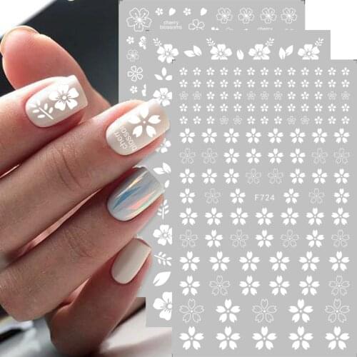 Nail Stickers Ins Japanese 3D Back Glue F Series Small White Flower Nails Paste Flower Stickers Nail Art Decoration Art Decals
