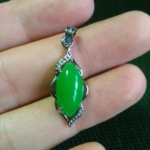 Natural Malay jade Inlaid S925 silver Water drop Necklace Pendant Jewelry Fine jewelry Lucky Talisman Pendant Christmas Gift
