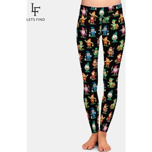 LETSFIND New Arrival Women Winter Elastic Leggings Fairy Tale Fantastic Dwarf Elf Printing High Waist Soft Slim Fitness Leggings
