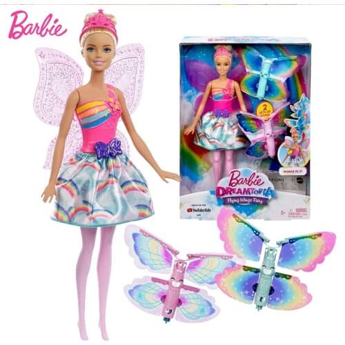 Original Barbie Butterfly Princess Doll Barbie Rainbow Lights Mermaid Doll Girl Toy Birthday Christmas Gift FRB08 Juguete Boneca