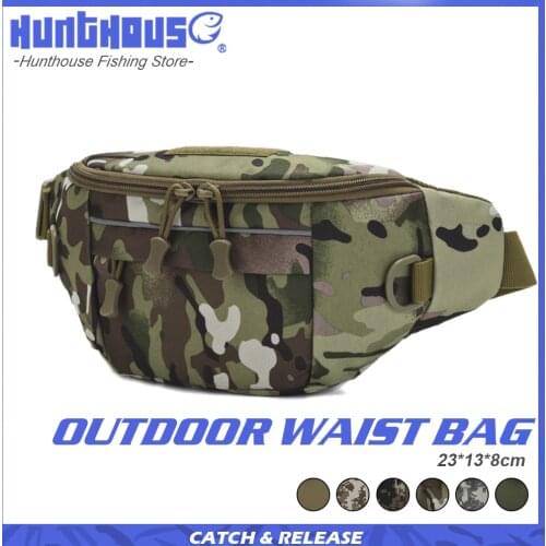 Hunthouse waist fishing bag 35*18*8cm outdoor sport bags oxford polyester Multifunctional waist bag Fishing equipment tactical